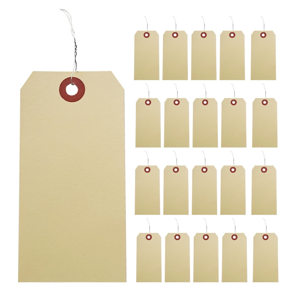 Shipping Tags with Wire Ties, 100 Blank Manilla Tags with