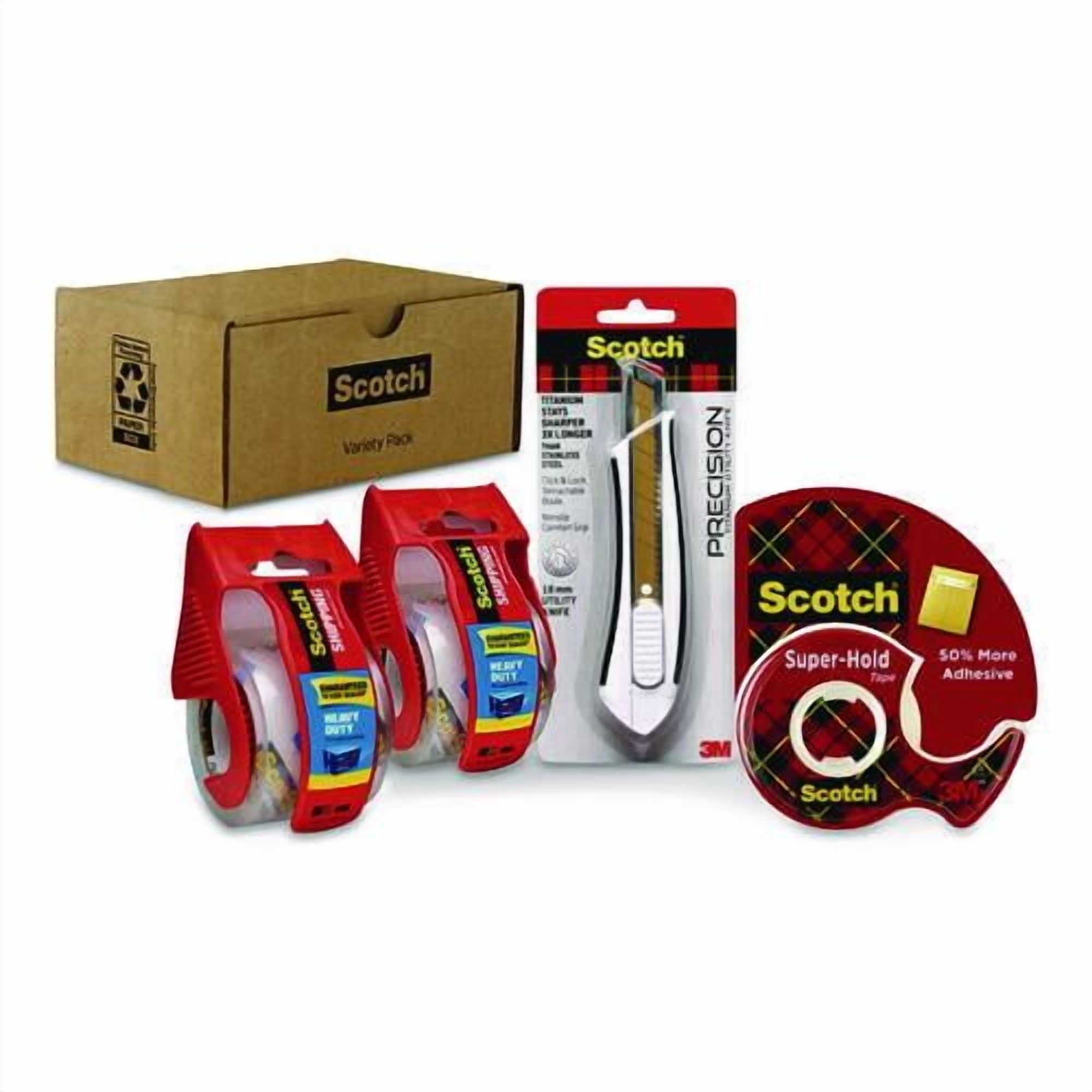 Shipping Variety Pack, (2) Rolls Heavy Duty Shipping Tape, (1) Roll Super-Hold Tape, (1) Precision C | Bundle of 2