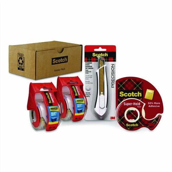 Shipping Variety Pack, (2) Rolls Heavy Duty Shipping Tape, (1) Roll Super-Hold Tape, (1) Precision C | Bundle of 2