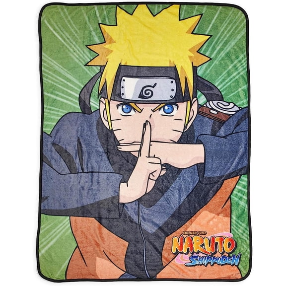 Shippuden Uzumaki Character Fleece Throw Blanket | Features Performing A Jutsu Attack | 60 x 45 Inches