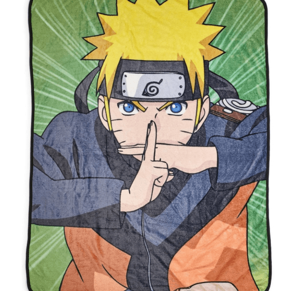 Shippuden Uzumaki Character Fleece Throw Blanket | Features Performing A Jutsu Attack