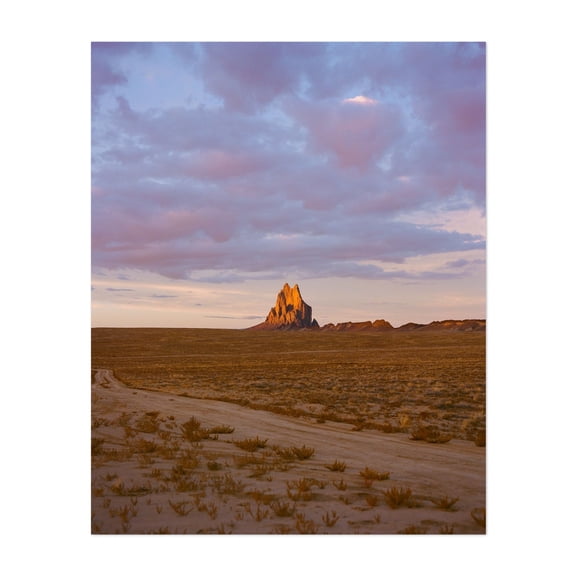 Shiprock Sunset - Shiprock New Mexico Photography Desert Landscape Mountain Nature Scenic Sunset Wilderness Unframed Wall Art Print 4 x 6 inches