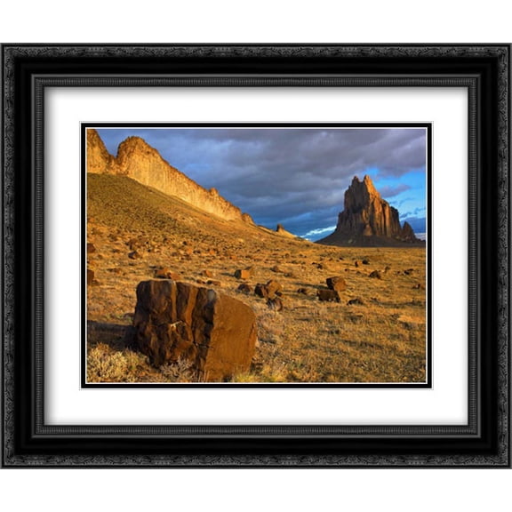 Shiprock, the basalt core of an extinct volcano, New Mexico 2x Matted 24x20 Black Ornate Framed Art Print by Fitzharris, Tim