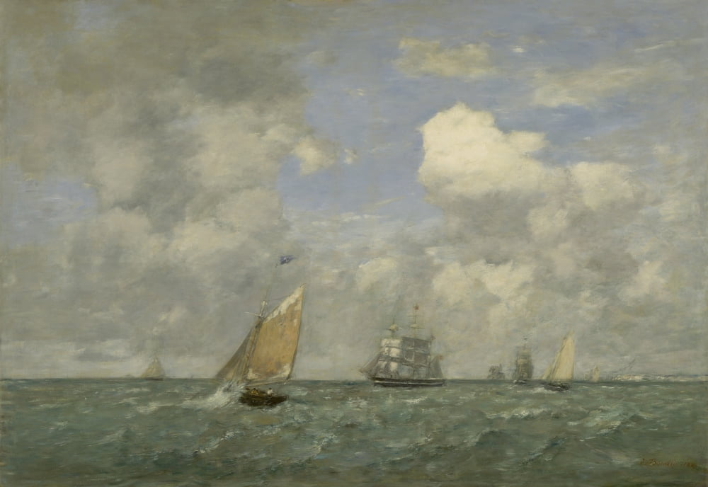 Ships And Sailing Boats Leaving Le Havre Canvas Art - (36 x 24)
