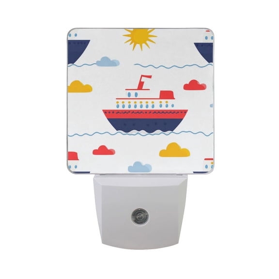 Ships Clouds Sun Cartoon LED Night Light with Smart Sensor Plug Into Wall Dusk to Dawn 2 packs