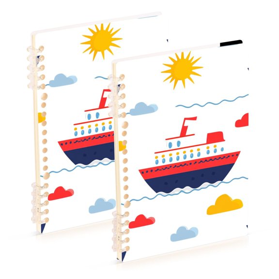 Ships Clouds Sun Cartoon Notebook Detachable Coil Notebook Diary Plan Book A5 Size 60 Pages 1 Pack