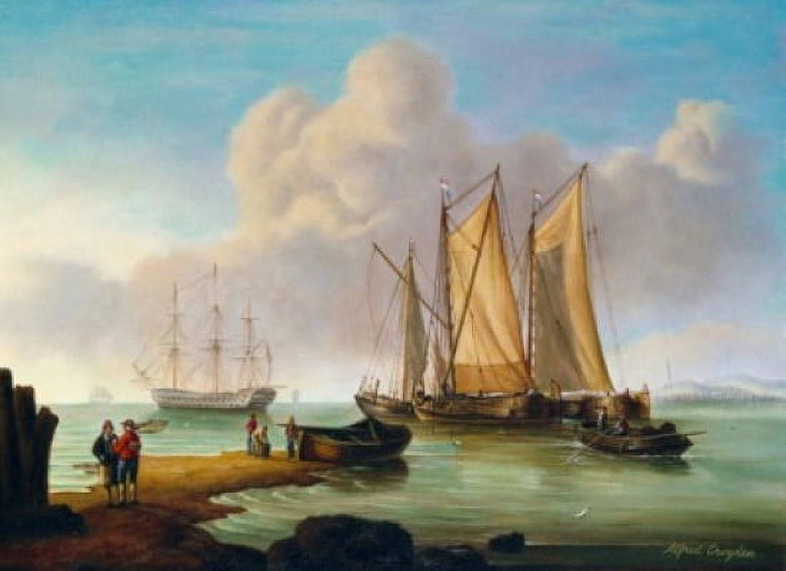 Ships In A Calm Croyden Alfred Canvas Art - Alfred Croyden (18 x 24)