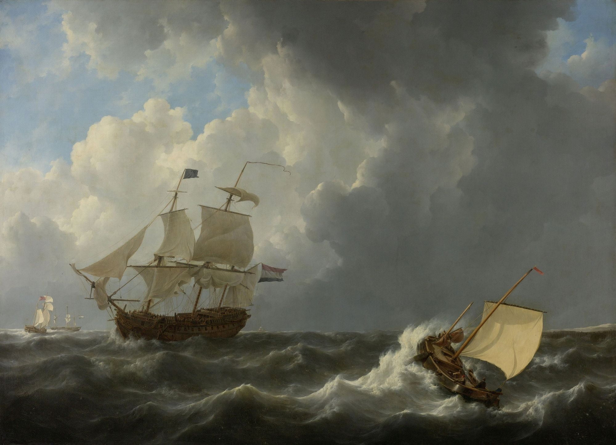 Ships In A Turbulent Sea Canvas Art - (24 x 18)