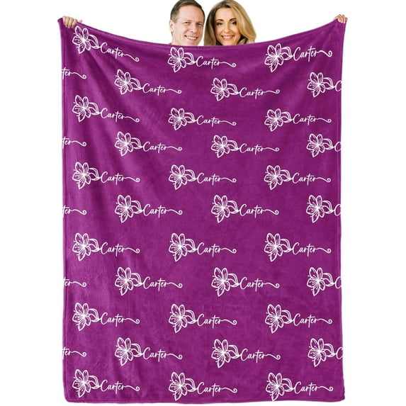 Ships Next Day, Birthday Gift Blanket for Family, Personalized Blanket with Name and Birthday Month Flower for Adults,Customized Name Blanket for Mom Dad Brother Sister Friends (60"x 80")