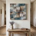 thumbnail image 1 of Ships Next Day Canvas Wall Art 10"x10", Blue Brown Geometric Wood Framed Canvas Print Painting, Modern Ombre Abstract Art Ready to Hang Small Picture Wall Decor for Home Kitchen Nursery Office, 1 of 9