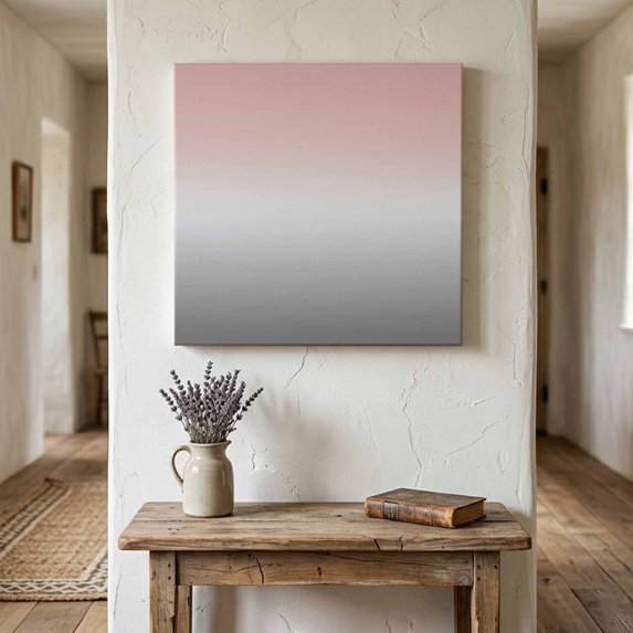 Ships Next Day Canvas Wall Art 10"x10", Gradient Pink Grey Wood Framed Canvas Print Painting, Modern Abstract Color Ombré Art Ready to Hang Small Picture Wall Decor for Home Kitchen Nursery Office