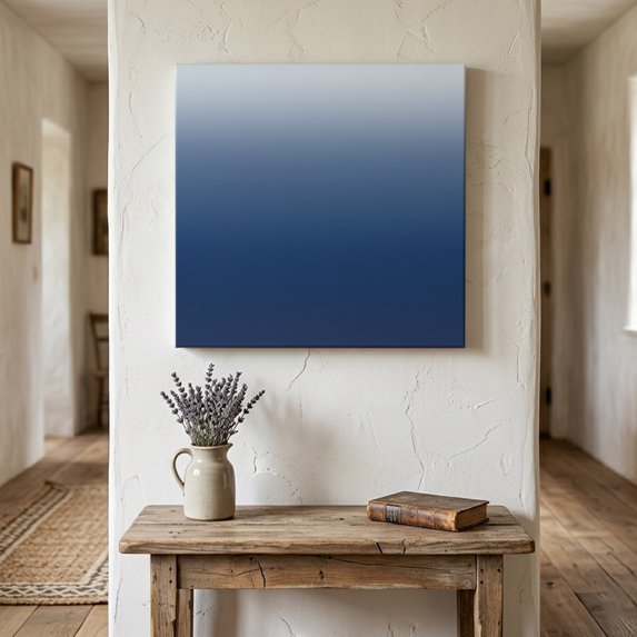 Ships Next Day Canvas Wall Art 10"x10",Navy Blue Ombre Wood Framed Canvas Print Painting,Modern Abstract Art Gradient Aesthetics Ready to Hang Small Picture Wall Decor for Home Kitchen Nursery Office