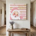 thumbnail image 1 of Ships Next Day Canvas Wall Art 10"x10", Pink Santa Christmas Wood Framed Canvas Print Painting, Snowflake Xmas Pink Striped Ready to Hang Small Picture Wall Decor for Home Kitchen Nursery Office, 1 of 9