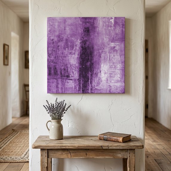 Ships Next Day Canvas Wall Art 10"x10",Purple Wood Framed Canvas Print Painting,Retro Oil Painting Modern Abstract Art Aesthetics Ready to Hang Small Picture Wall Decor for Kitchen Nursery Office