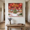 thumbnail image 1 of Ships Next Day Canvas Wall Art 10"x10",Red Green Christmas Wood Framed Canvas Print Painting,Winter Snowflakes Xmas Trees Village Ready to Hang Small Picture Wall Decor for Kitchen Nursery Office, 1 of 9