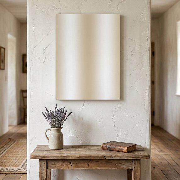 Ships Next Day Canvas Wall Art 11"x14",Beige White Ombre Wood Framed Canvas Print Painting,Country Minimalist Abstract Gradient Ready to Hang Small Picture Wall Decor for Bathroom Bedroom Hallway