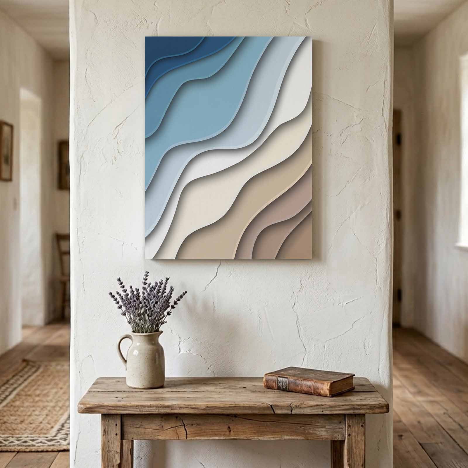 Ships Next Day Canvas Wall Art 11"x14",Navy Blue Brown Ombre Wood