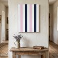 thumbnail image 1 of Ships Next Day Canvas Wall Art 11"x14", Pink Navy Blue Striped Wood Framed Canvas Print Painting, Farmhouse Stripe Art Ready to Hang Small Picture Wall Decor for Home Bathroom Bedroom Hallway, 1 of 9
