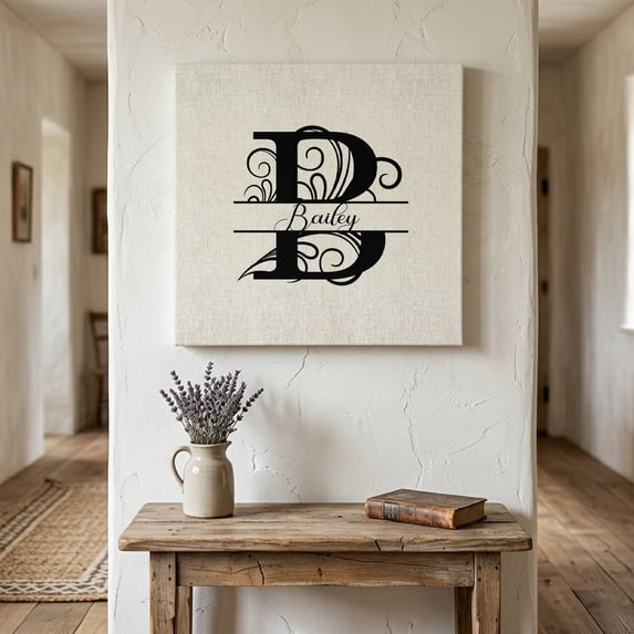 Ships Next Day Canvas Wall Art 12"x12", Letter B Wood Framed Canvas Print Painting, Monogram Words Ready to Hang Small Picture Wall Decor for Home Kitchen Dining Room Office