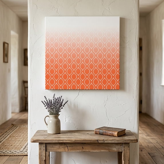 Ships Next Day Canvas Wall Art 12"x12", Morocco Orange Wood Framed Canvas Print Painting, Modern Geometric Gradient Simple Ready to Hang Small Picture Wall Decor for Home Kitchen Dining Room Office