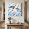 thumbnail image 1 of Ships Next Day Canvas Wall Art 16"x16", Coastal Turtle Wood Framed Canvas Print Painting, Blue Ocean Coral Starfish Seagrass Ready to Hang Picture Wall Decor for Home Bedroom Kitchen Office, 1 of 9