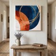 thumbnail image 1 of Ships Next Day Canvas Wall Art 16"x16", Navy Blue Burnt Orange Wood Framed Canvas Print Painting, Boho Art Modern Geometric Ready to Hang Picture Wall Decor for Home Bedroom Kitchen Office, 1 of 9