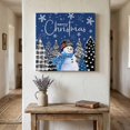 thumbnail image 1 of Ships Next Day Canvas Wall Art 16"x16", Navy Blue Christmas Wood Framed Canvas Print Painting, Xmas Snowman Tree Black Grey Ready to Hang Picture Wall Decor for Home Bedroom Kitchen Office, 1 of 9
