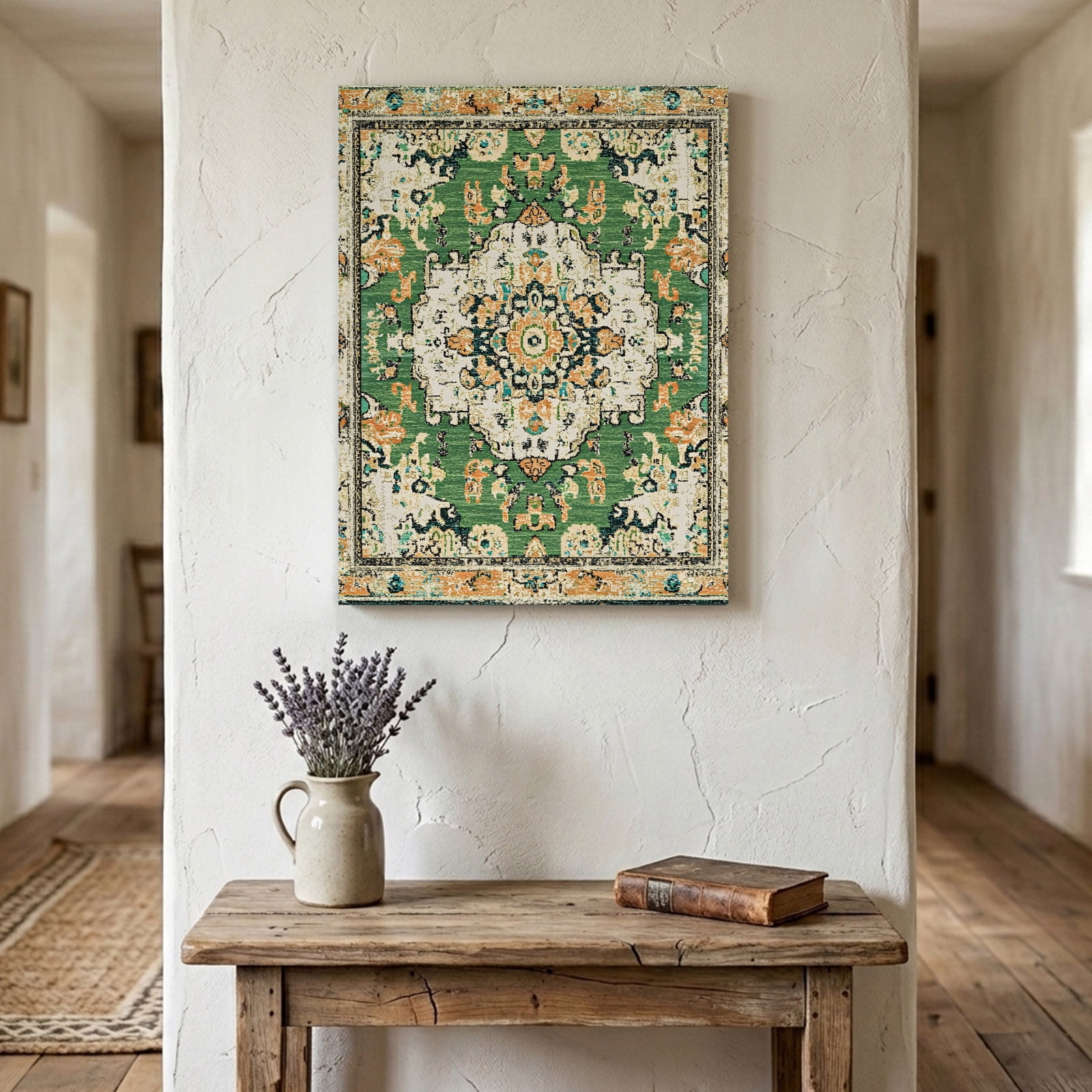 Ships Next Day Canvas Wall Art 24"x36",Green Boho Wood Framed Canvas ...
