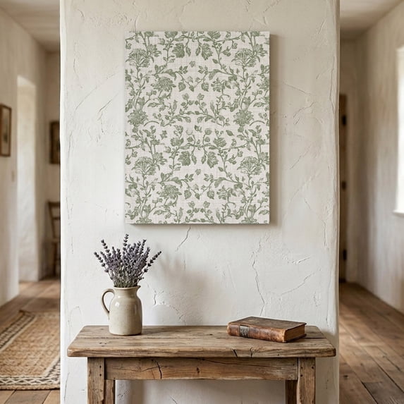 Ships Next Day Canvas Wall Art 24"x36",Spring Flowers Wood Framed Canvas Print Painting,Farmhouse Sage Green Pastoral Floral Leaf Ready to Hang Large Picture Wall Decor for Bedroom Living Room Office
