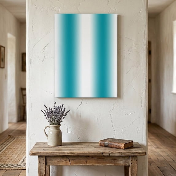 Ships Next Day Canvas Wall Art 24"x36",Teal White Ombre Wood Framed Canvas Print Painting,Modern Abstract Art Farmhouse Gradient Ready to Hang Large Picture Wall Decor for Bedroom Living Room Office