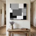 thumbnail image 1 of Ships Next Day Canvas Wall Art 8"x8", Black Grey Wood Framed Canvas Print Painting, Middle Century Irregular Geo Abstract Art Ready to Hang Small Picture Wall Decor for Home Bathroom Nursery Kitchen, 1 of 9