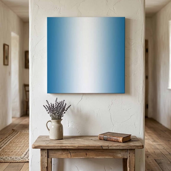 Ships Next Day Canvas Wall Art 8"x8", Blue Ombre Wood Framed Canvas Print Painting, Blue White Gradient Modern Abstract Art Ready to Hang Small Picture Wall Decor for Home Bathroom Nursery Kitchen