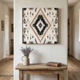 thumbnail image 1 of Ships Next Day Canvas Wall Art 8"x8", Boho Black Brown Wood Framed Canvas Print Painting, Retro Geometric Southwestern Ethnic Ready to Hang Small Picture Wall Decor for Home Bathroom Nursery Kitchen, 1 of 9