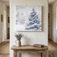 thumbnail image 1 of Ships Next Day Canvas Wall Art 8"x8", Christmas Tree Wood Framed Canvas Print Painting, Blue Tree Xmas Snowflake Winter Ready to Hang Small Picture Wall Decor for Home Bathroom Nursery Kitchen, 1 of 9