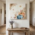 thumbnail image 1 of Ships Next Day Canvas Wall Art 8"x8",Orange Blue Pumpkin Fall Wood Framed Canvas Print Painting,Thanksgiving Wheat Botanical Vintage Ready to Hang Picture Wall Decor for Bathroom Nursery Kitchen, 1 of 9