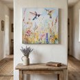 thumbnail image 1 of Ships Next Day Canvas Wall Art 8"x8", Spring Hummingbird Floral Wood Framed Canvas Print Painting, Farmhouse Flower Botanical Ready to Hang Small Picture Wall Decor for Home Bathroom Nursery Kitchen, 1 of 9