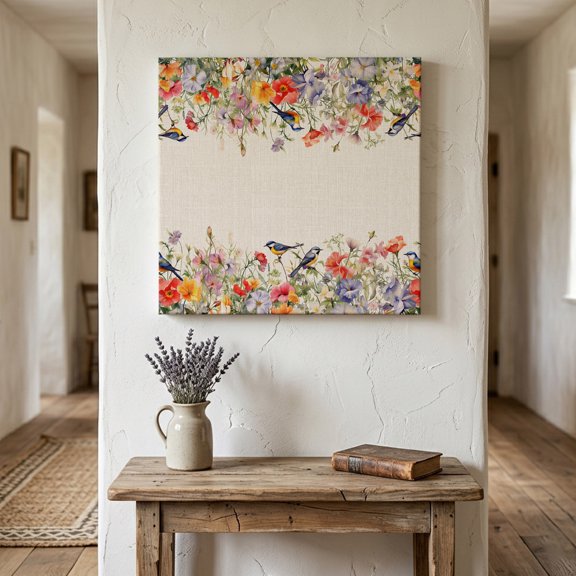 Ships Next Day Canvas Wall Art 8"x8",Vintage Flowers Wood Framed Canvas Print Painting,Spring Floral Botanical Rustic Pastoral Ready to Hang Small Picture Wall Decor for Home Bathroom Nursery Kitchen