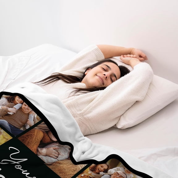 Ships Next Day, Custom Blanket with Picture Personalized Gifts for Mom Dad Customized Photo Blanket Family Christmas Birthday Gifts for Adult Husband Wife 60" W x 80" L