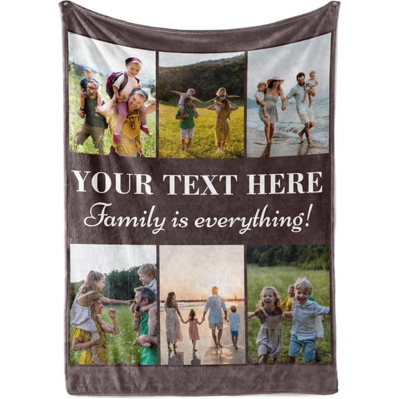 Ships Next Day, Custom Blanket with Picture and Text - Printed in USA, Personalized Photo Blanket with Text (Fleece 30x40)
