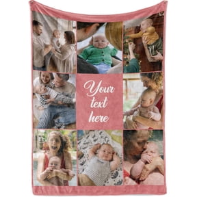 Ships Next Day, Custom Blanket with Picture and Text - Printed in USA, Personalized Photo Blanket with Text (Fleece 50x60)