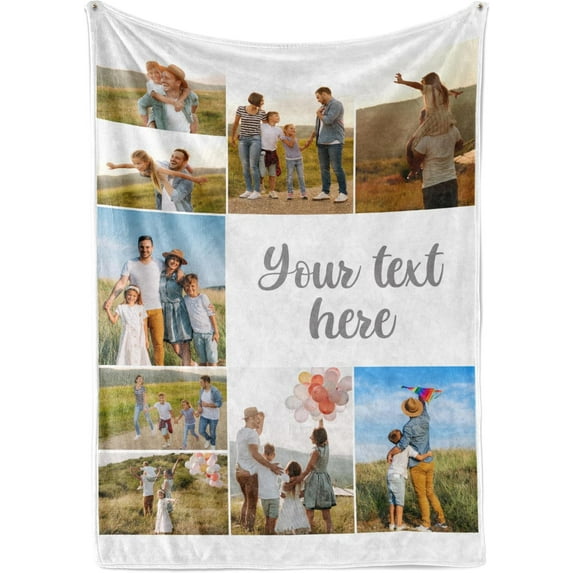 Ships Next Day, Custom Blanket with Picture and Text - Printed in USA, Personalized Photo Blanket with Text (Fleece 50x60)