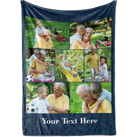 Ships Next Day, Custom Blanket with Picture and Text - Printed in USA, Personalized Photo Blanket with Text (Fleece 50x60)