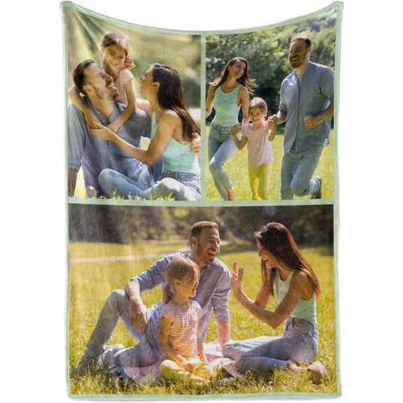 Ships Next Day - Personalized Photo Blanket - Custom Picture Collage Throw for Mom, Dad, Couples & Family - Soft Fleece & Sherpa Keepsake Gift 3-Pic