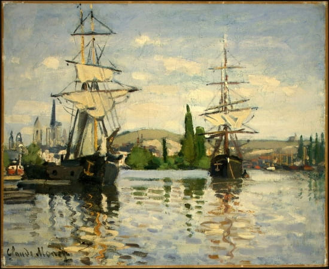 Ships Riding On The Seine At Rouen Canvas Art - Claude Monet (24 x 36)