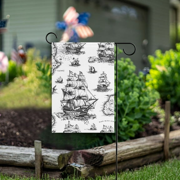Ships Sailboats Sea Garden Flag Double Sided Outdoor Banners for Courtyard Outdoor Lawn Farmhouse Holiday Decorations
