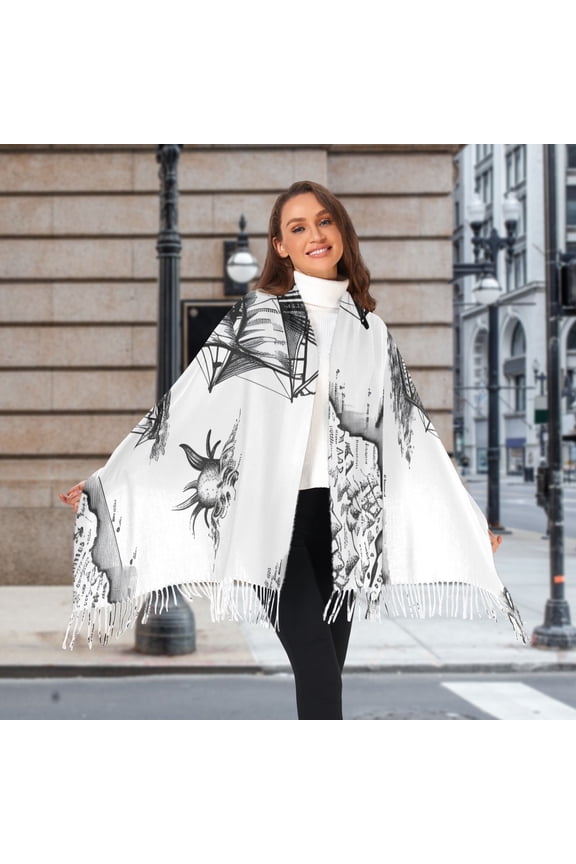 Ships Sailboats Sea Winter Scarf for Women Fashion Warm Long Soft Blanket Scarves Gifts