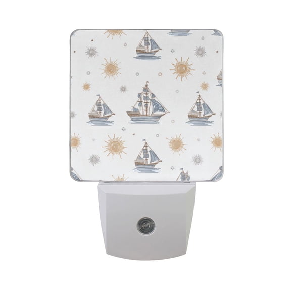 Ships Suns Cartoon LED Night Light Sensor Lamp Plug-in Adjustable Brightness 2 Pack