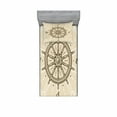 thumbnail image 1 of Ships Wheel Bedding Set with Sheet & Covers, Retro Ship Wheel Antique Sailboat Navigation Tool Monochromic Nostalgic Print, Printed Bedroom Decor 2 Shams, 4 Sizes, Beige Brown, by Ambesonne, 1 of 3