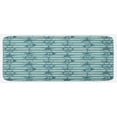 thumbnail image 1 of Ships Wheel Kitchen Mat, Retro Marine Pattern with Ship Wheel Anchor and Starfish on Striped Background, Plush Decorative Kitchen Mat with Non Slip Backing, 47" X 19", Teal Beige, by Ambesonne, 1 of 1