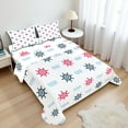 thumbnail image 1 of Ambesonne Nautical Fitted & Top Sheet Set with Shams, Ship Helm Waves Retro, Red Blue, 1 of 8